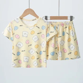 Sommer-Kinder-Set, bequem und vielseitig, niedliche Kurzarm-Shorts-Set für Jungen und Mädchen (2 Stück)