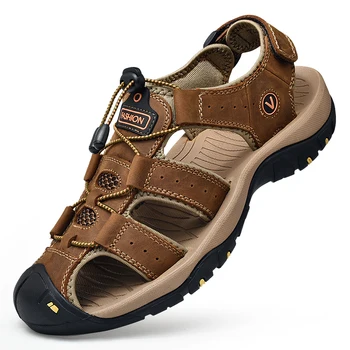 Sommer Männer Sandalen Aus Echtem Leder Herren Casual Schuhe Outdoor Männer Leder Sandalen für Männer Strand