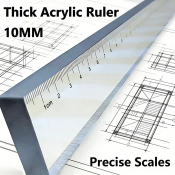 Multifunktionales Briefbeschwerer-Lineal - 50 cm dickes Acryl-Schneidgitter für Grafikdesign, Kalligraphie