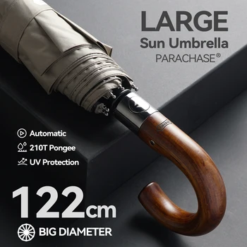 PARACHASE Großer Regenschirm für Herren, winddicht, stark, luxuriös, automatischer Regenschirm, UV-Schutz