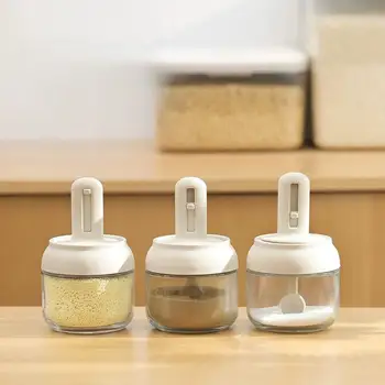 Glas-Gewürzflasche mit Teleskoplöffel, Haushalt, Küche, Salz, Aufbewahrungsbox, auslaufsicher