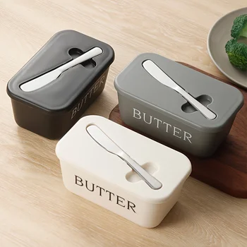 Butterbehälter-Box mit Messer, einfaches Restaurant, versiegelte Aufbewahrungsbox, Käsebox mit Messer