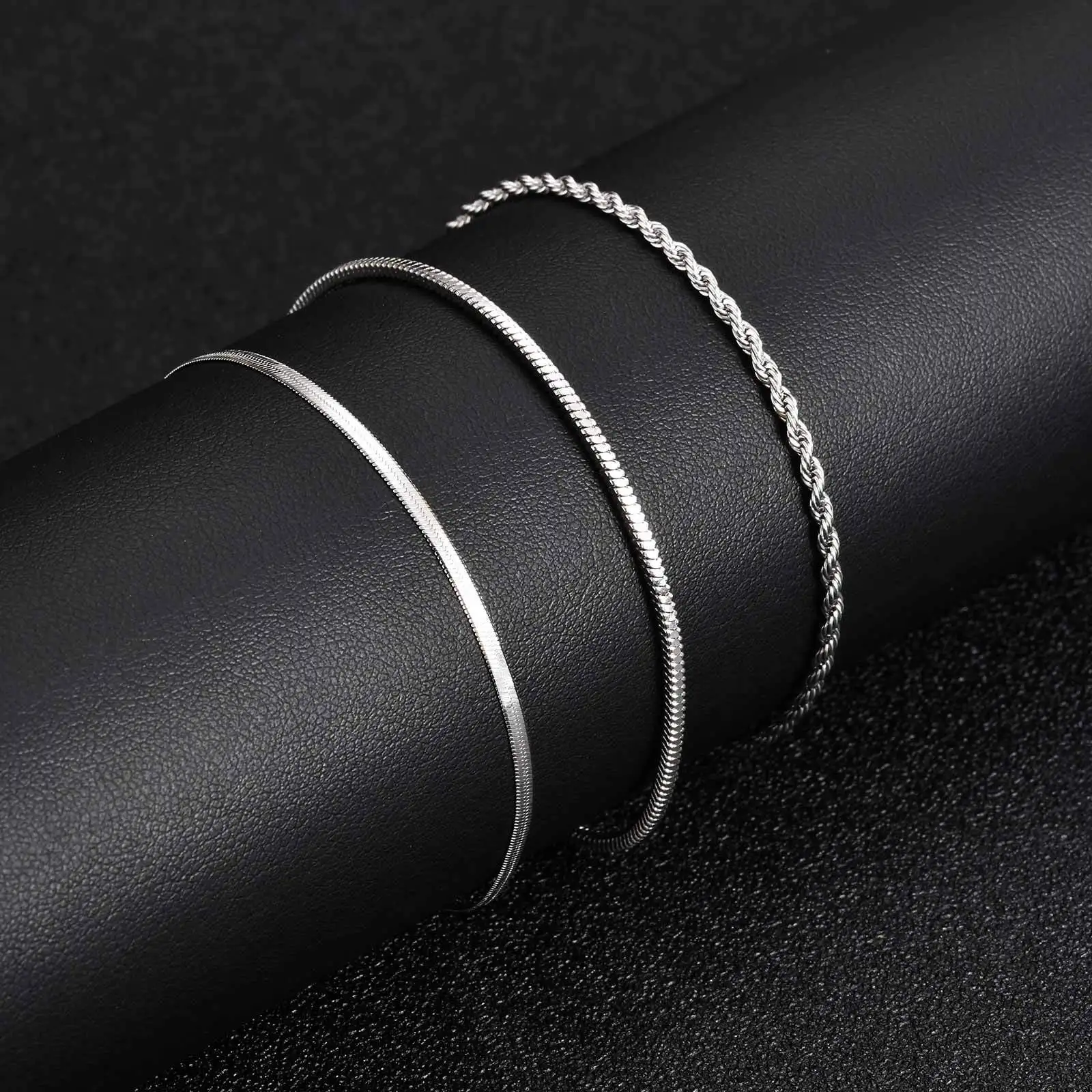 3-teiliges Herren-Armband mit dünner Kette, nie verblassendes – Bild 6