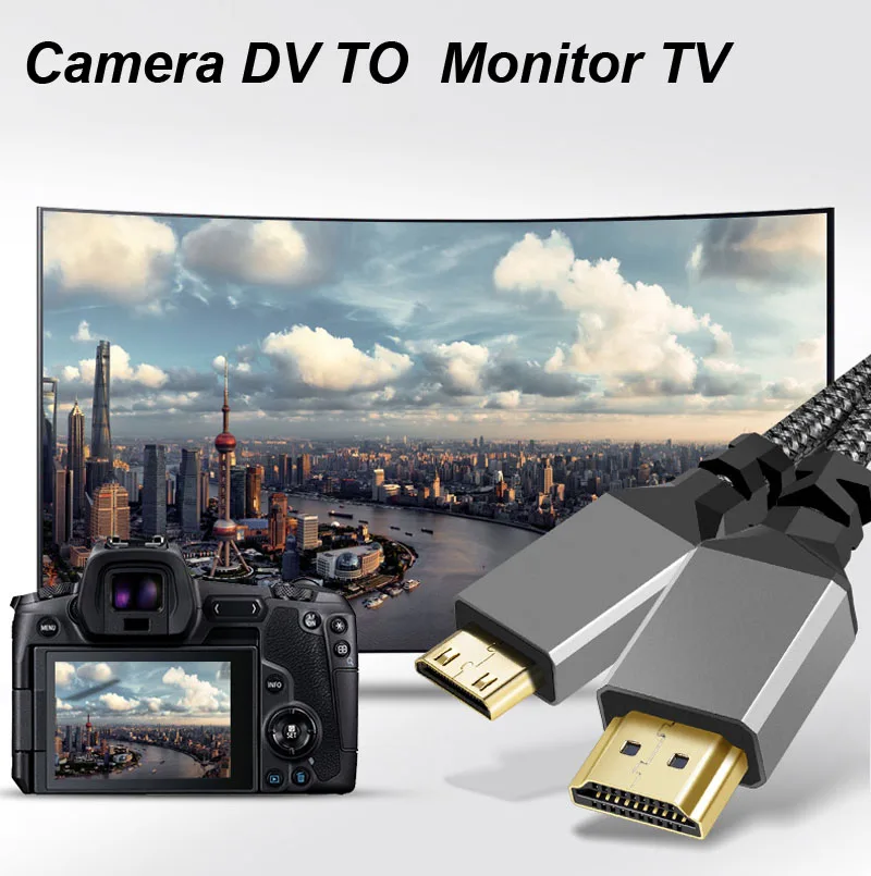 Nylon MINI HDMI zu HDMI Kabel HDMI2.0 MINIHDMI Stecker A – Bild 3