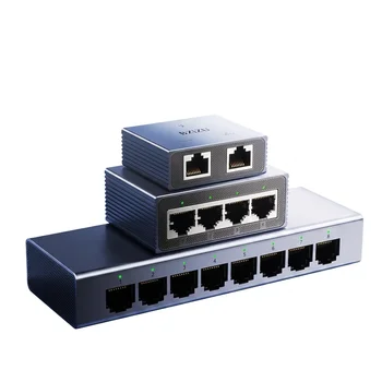 BZIZU Ethernet-Switch, Unmanaged Gigabit-Netzwerk-Switch, Plug-and-Play, LAN-Splitter-Hub, Aluminiumgehäuse