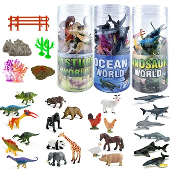 Miniatur Löwe Hai Pferd Dinosaurier Tiere Modell Set Actionfiguren Figur Zoo Niedliche Bildung Kinder Puzzle