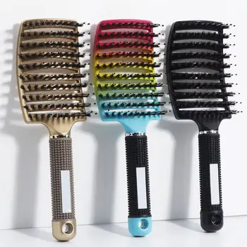 Entwirrbürste mit Borsten und Nylon für Damen, Nass-Massagekamm für lockiges Haar, Friseur-Stylingwerkzeug