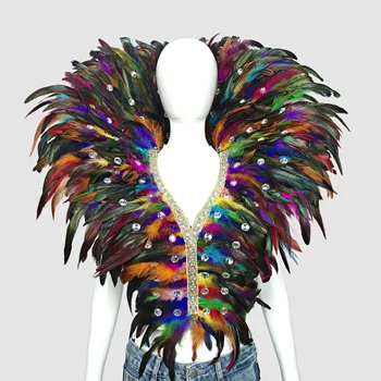 Luxuriöse Federschals, Cosplay Designer Punk Halloween-Kostüme Karneval, Feder-Punk Karnevalsparty-Kostüme