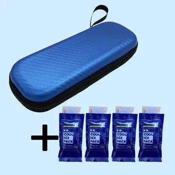 Tragbare Insulin-Kühltasche mit 4 Eispacks, Diabetiker-Tasche, Pillenschutz, PU, wasserdicht, thermoisoliert