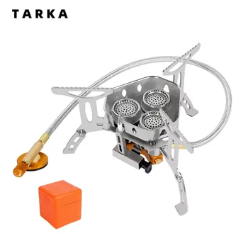 TARKA 3 Köpfe Gasherd Tourist Camping Brenner Klappbarer Rucksackkofen 5800 W Outdoor Wandern Picknick BBQ