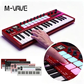 M-VAVE SMK-37 PRO MIDI-Keyboard-Controller, 37-Tasten-Synthesizer mit 16 beleuchteten Drum-Pads, 8