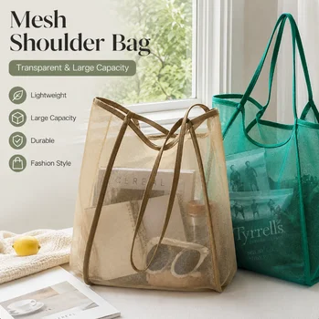 Mesh-Strandtasche, leichte, atmungsaktive und schnell trocknende Reisetasche für Strandausflüge