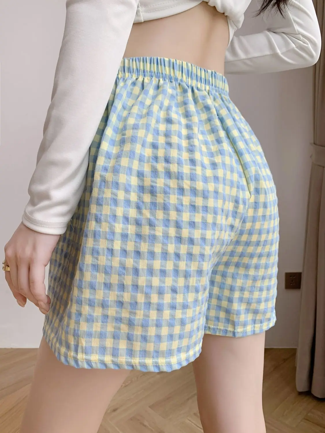 Sommer Home Shorts Damen Hohe Taille Abnehmen Breite Bein – Bild 2