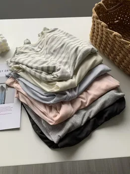 Frühlings-Sommer-Basic-Shirt für Damen, Seide-Wolle, schlichtes Rundhals-Top, leichtes, halbtransparentes