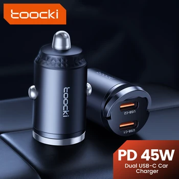 Toocki 45W USB Typ C Dual Ports Auto Ladegerät Quick Charge 3,0 FCP SCP Für iPhone Xiaomi Huawei Samsung