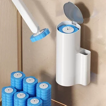 Einweg-Toilettenbürsten-Ersatzkopf Reinigungsset Wandmontierte WC-Bürste mit Langem Griff Haushalts-WC-Zubehör