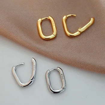 Edelstahl-Creolen aus glattem Metall, klobige Creolen für Damen und Mädchen, modische ovale Kreis-Creolen
