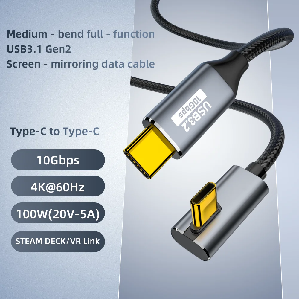 USB-C auf USB-C Kabel 100 W, 10 Gbit/s, 4K 60 Hz – Bild 2