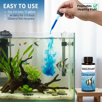 500 ml blaue Metylenlösung, Aquarium-Fischbehandlung, Anti-Ich-Pilzmedizin mit weißen Flecken, sicher
