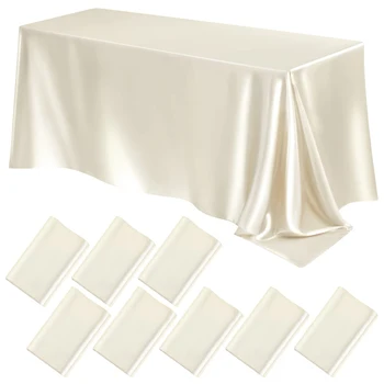 Rechteckige Hochzeits-Satin-Tischdecke Glänzende Glatte Seiden-Tischdecke für Jubiläen, Dinnerpartys