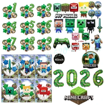 Minecrafte Pixel Balloon Anime Game Theme Mehrere Luftballons für Geburtstagsfeier MC Dekoration