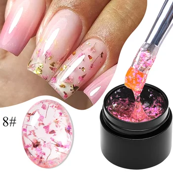 MEET ACROSS 5 ml rosa getrocknete Blumen-Gel-Nagellack, natürliche Blumenfee, Nagelkunst-Gel, Soak Off