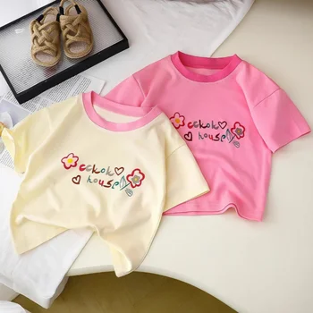 Mädchen Cartoon Bedrucktes T-Shirt 2026 Sommer Neues Süßes Kurzarm-T-Shirt für Kinder Süßes Baby Halbarm-Shirt
