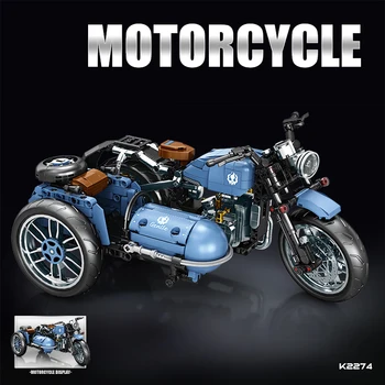 Retro Seitenwagen-Motorrad Baukasten-Set Vintage Dreirad-Motorradmodell mit Seitenwagen, DIY Montage-Bausteine
