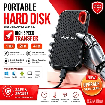 Externe SSD mit großer Kapazität 2TB 4TB Schnelle tragbare Festplatte zur Speicherung von Bürodateien für PC