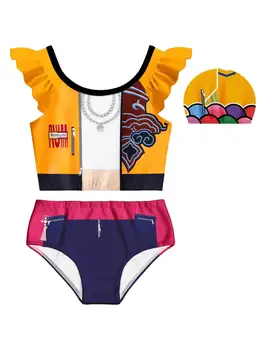Kinderbekleidung Mädchen-Badeanzug-Set Cartoon-Print Mädchen Sommer Strand Urlaub Badeanzug Niedlicher