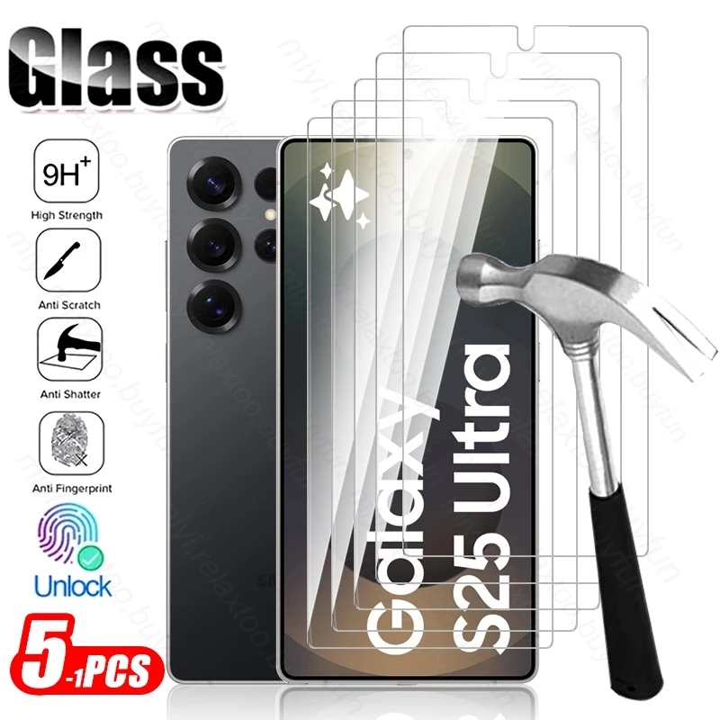 S25 Schutzhülle 5-1 Stück 9H Glas für Samsung Galaxy S25 S26