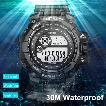 Herren LED Digitaluhren Leuchtende Mode Sport Wasserdichte Uhren für Männer Datum Armee Militäruhr Relogio