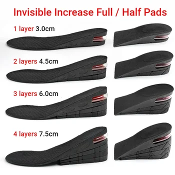 7,5 cm, 6 cm, 4,5 cm, 3 cm Luftpolster-Einlegesohle für Aufzüge, halbe Einlegesohlen für höhere Höhenerhöhung