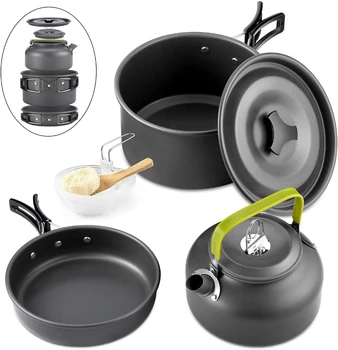 Outdoor-Camping Kochgeschirr Set Aluminium Antihaft-Topf tragbare Outdoor-Geschirr Kochgeschirr Kochtopf