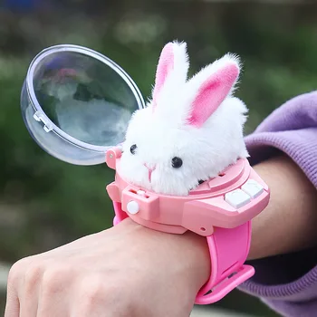 Kinder-RC-Auto Mini-Uhr-Spielzeug mit LED-Lichtern 2,4GHz RC-Auto-Spielzeug-Uhr Hase Krabbe Rennspielzeug