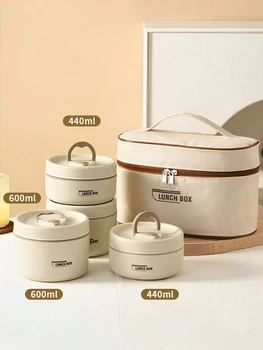 Tragbares, isoliertes Lunchbehälter-Set für Lebensmittel mit Thermo-Lunchbox, separater stapelbarer