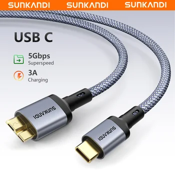 SUNKANDI 10 Gbps Micro-B-auf-USB-C-Festplattenkabel, USB-C-auf-Micro-B, externes Festplattenkabel für MacBook