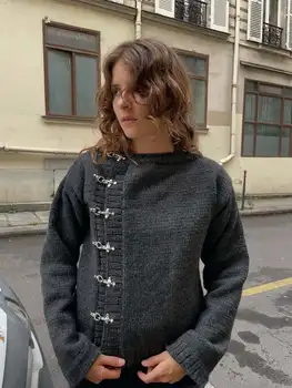 2025, europäischer und amerikanischer neuer Herbst- und Winter-Cardigan mit Knöpfen, warmer, lässiger