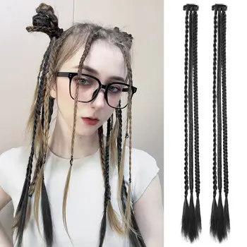 Zopf-Haarverlängerungen, Clip-in-Haarverlängerungen, ein Clip, lange, natürliche, weiche synthetische