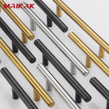 MAIKAK gebürstete schwarze gerade Schrankgriffe, Knöpfe, Edelstahl, gebürstetes Schwarzgold, Küchentürgriffe