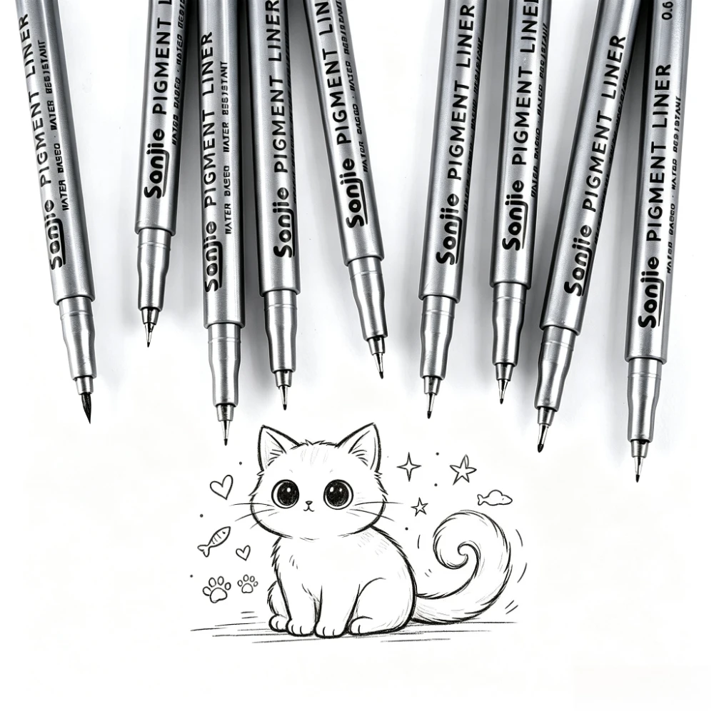 9-teiliges Fineliner-Stift-Set, wasserfeste Mikrostifte mit – Bild 3