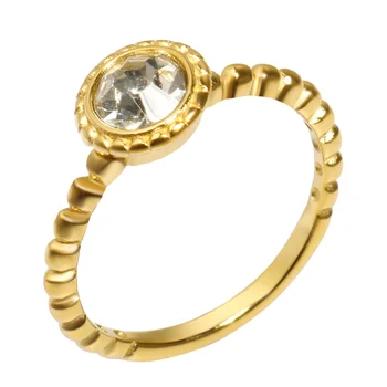 Persönlichkeit Runde Perlen Ring Band Kleine Klare Kristall Zirkon Wasserdichte Edelstahl Gold Ringe Einfache