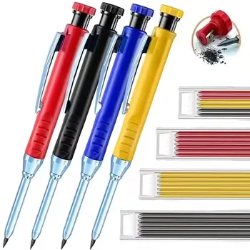 Solides Zimmermannsbleistift-Set, Holzbearbeitungswerkzeuge, Druckbleistift, 5 Farben, Nachfüllung, Bau