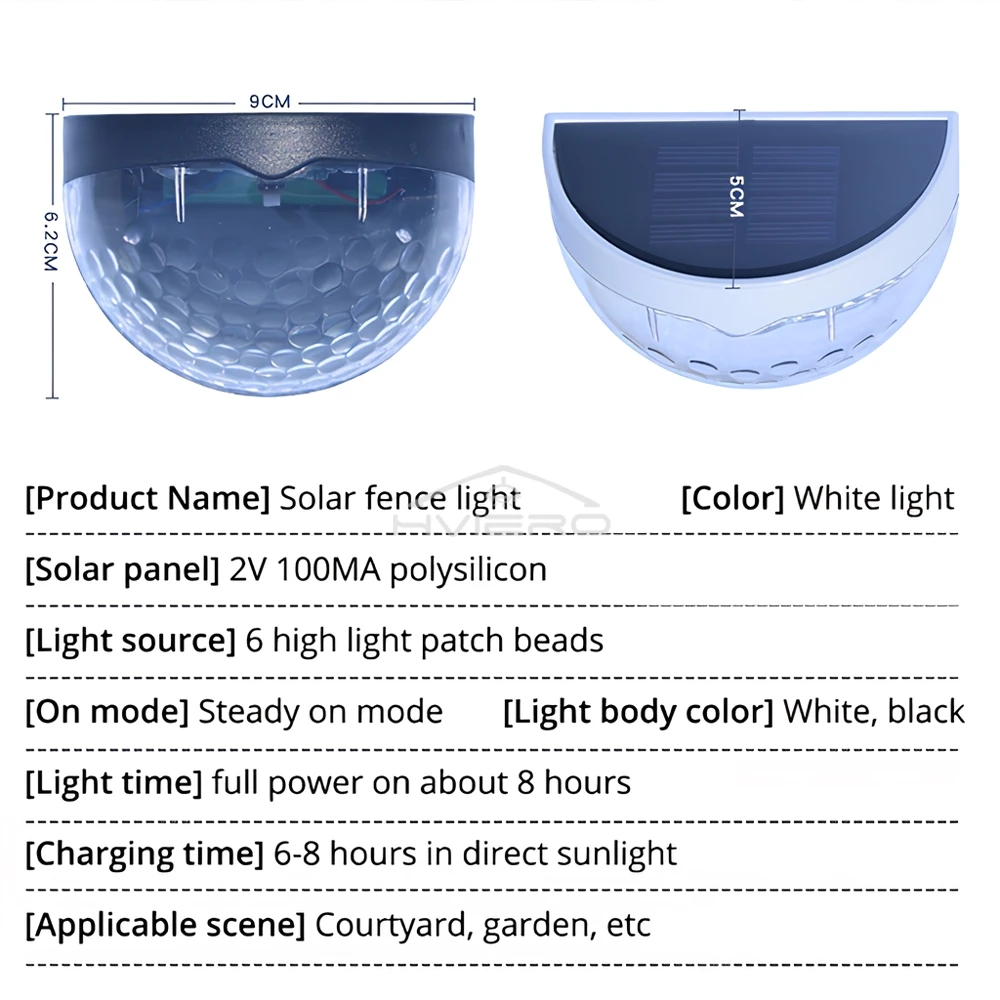 Solarleuchten für den Außenbereich, 6 LEDs, halbrunde – Bild 6