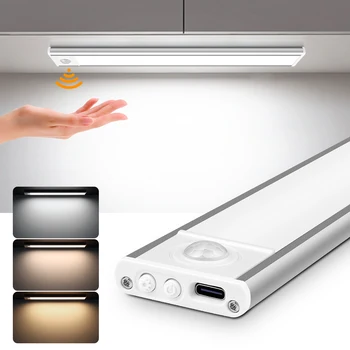 Hohe Kapazität Batterie USB Aufladbare LED Licht Bar Aluminium Motion Sensor Magnetische Streifen Für Treppen