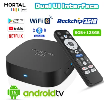 T1+ 8K HD TV-Box Android 16.0 RK3518 Quad-Core 8GB RAM 128GB ROM Dual-WLAN 2,4G/5,8G Heimkino-Mediaplayer