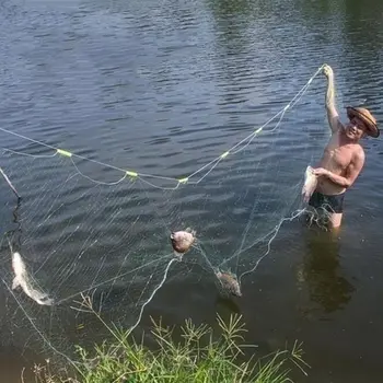 Outdoor zum Handgießen, Nylon, langlebiges Material, einlagiges Fisch-Kiefernetz, Fischfalle
