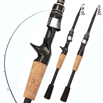 Baitcasting Köder Angelrute Spinning Teleskop 8g-25g Holzgriff Carbon Casting Angelgerät Professionelle