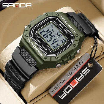 SANDA 2156 Mode Herrenuhr Militär Wasserdicht Sportuhren Armee Großes Zifferblatt Led Digital Armbanduhren