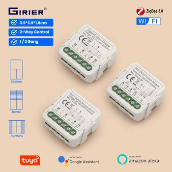 GIRIER Tuya Smart ZigBee/Wi-Fi RF433 Vorhangschaltermodul für elektrischen Rollladen-Jalousiemotor 1/2CH